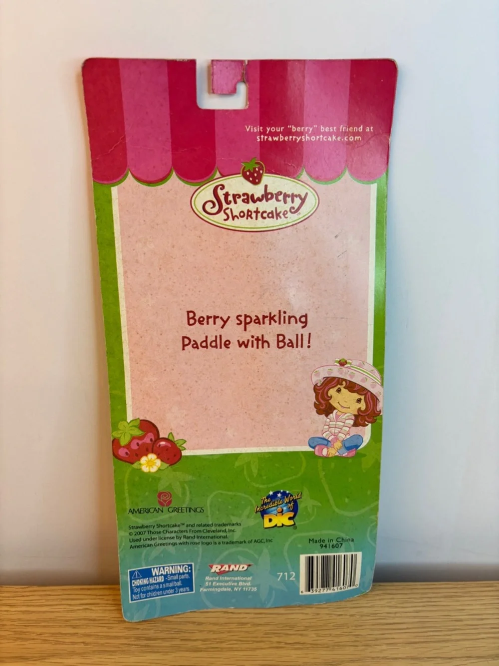 Vintage‎ 2007 Strawberry Shortcake Sparkly Paddle Ball Set by Kelly Toy